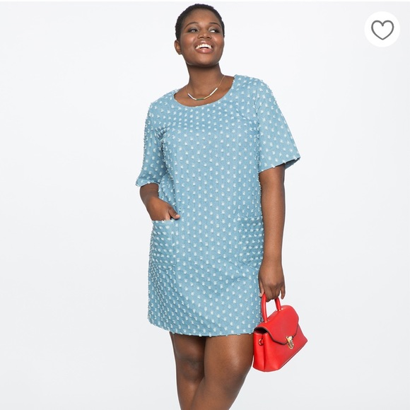 ELOQUII Textured Denim Dress - Picture 1 of 12